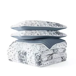 Blue Patchwork Reversible 3-pc. King Quilt Set