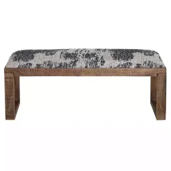 Blue Pattern Upholstered Wood Bench
