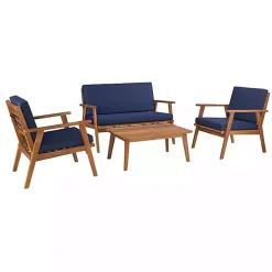 Blue 4-pc. Acacia Wood Outdoor Living Set