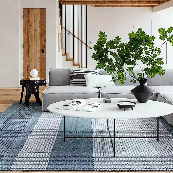 Blue Plaid Emily Henderson x RugsUSA Area Rug, 3x5