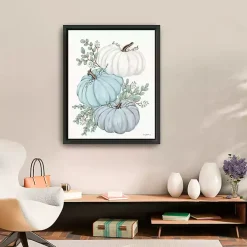 Blue Pumpkin Trio Framed Canvas Print, 26x32 in.