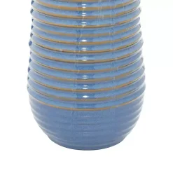 Blue Ribbed Stoneware Table Lamp