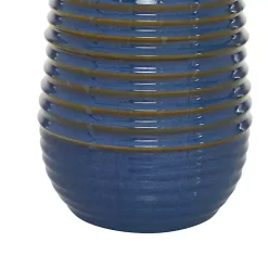 Blue Ribbed Stoneware Table Lamp