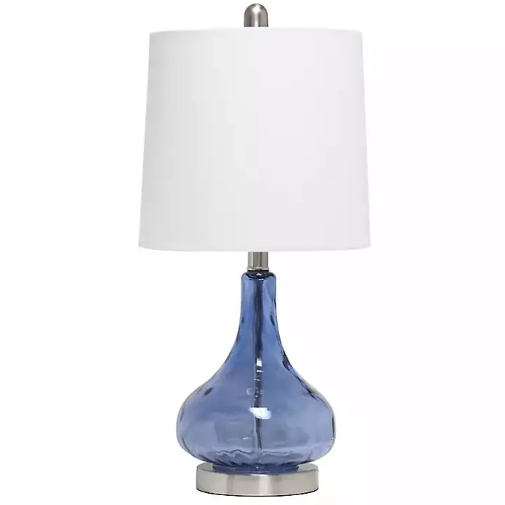 Blue Rippled Glass Droplet Table Lamp