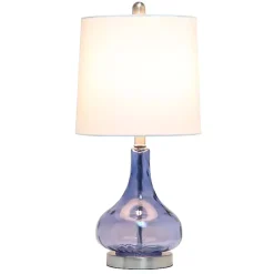 Blue Rippled Glass Droplet Table Lamp