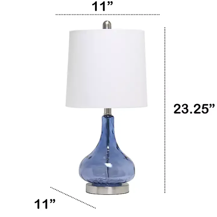 Blue Rippled Glass Droplet Table Lamp