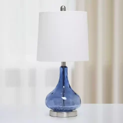 Blue Rippled Glass Droplet Table Lamp