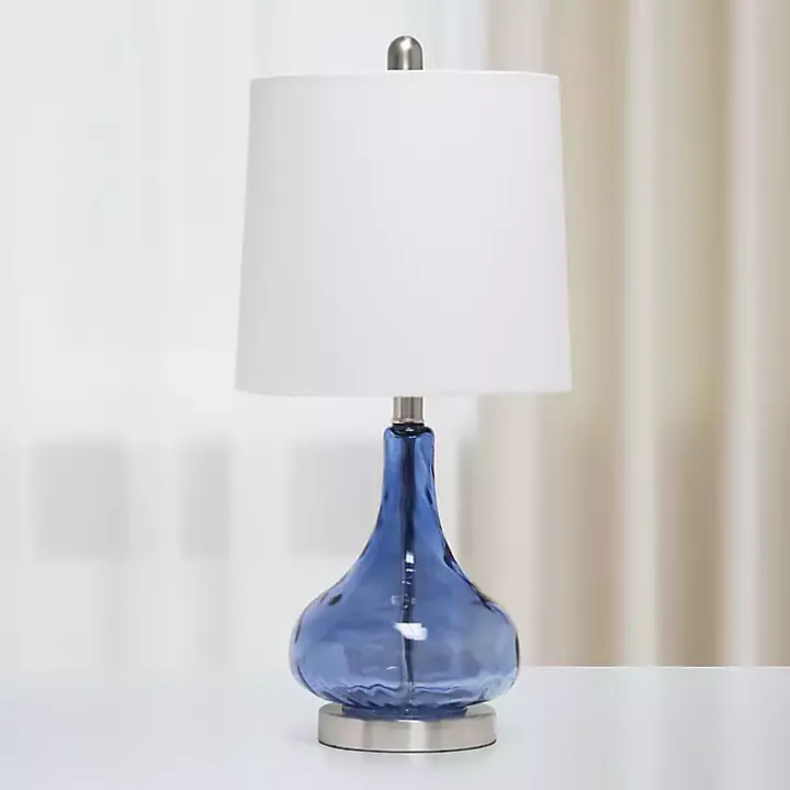 Blue Rippled Glass Droplet Table Lamp