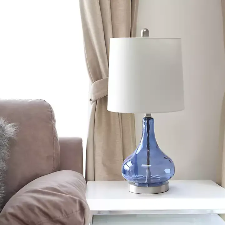 Blue Rippled Glass Droplet Table Lamp