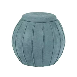 Blue Rounded Oval Storage Ottoman