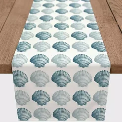 Blue Scallop Seashells Table Runner, 72 in.