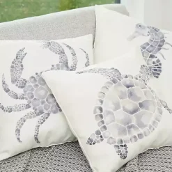 Blue Seahorse Outdoor Pillow