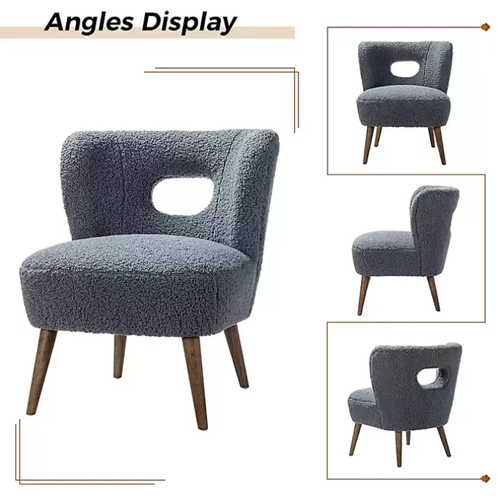 Blue Sherpa Barrel Accent Chair