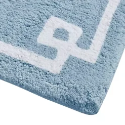 Blue Simple Trim Cotton Tufted Bath Mat, 40 in.