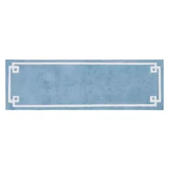 Blue Simple Trim Cotton Tufted Bath Mat, 72 in.