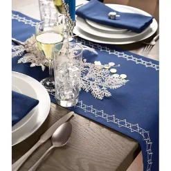 Blue Star of David Hanukkah Table Runner