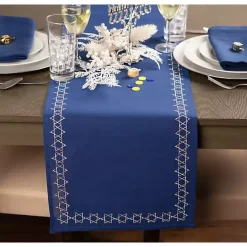 Blue Star of David Hanukkah Table Runner
