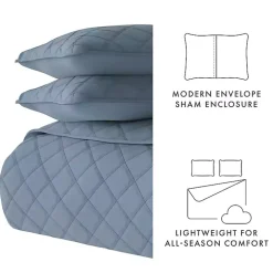 Blue Stitched Diamond 2-pc. Twin Quilt Set