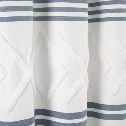 Blue Stripe Diamond Tufted Shower Curtain