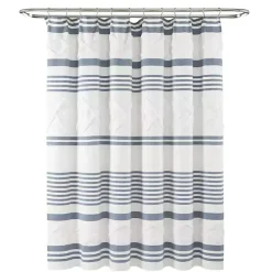 Blue Stripe Diamond Tufted Shower Curtain