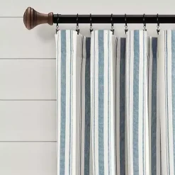 Blue Stripe Farmhouse Curtain Panel Set, 95 in.