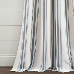 Blue Stripe Farmhouse Curtain Panel Set, 95 in.