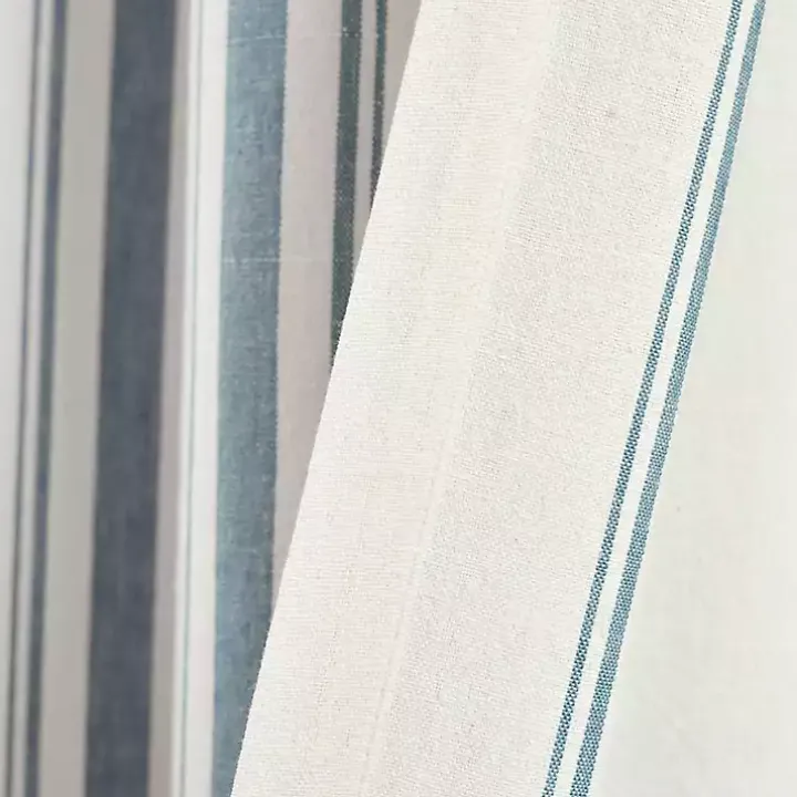 Blue Stripe Farmhouse Curtain Panel Set, 95 in.