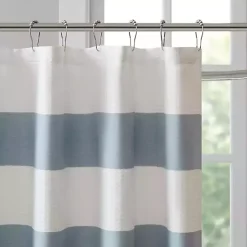 Blue Stripe Waffle Weave Shower Curtain