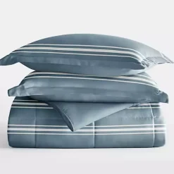 Blue Striped Reversible 3-pc. Queen Comforter Set