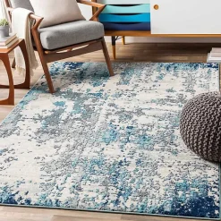 Blue Sutton Contemporary Area Rug, 5x7