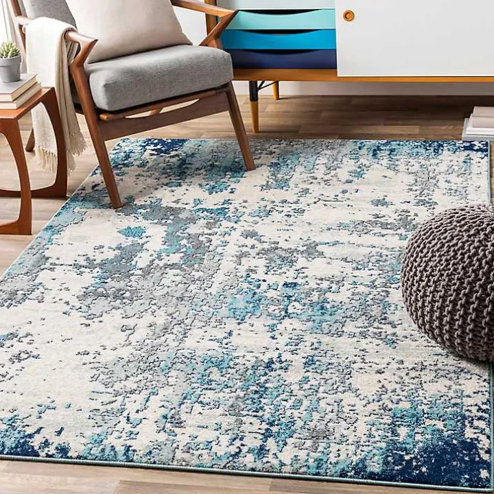 Blue Sutton Contemporary Area Rug, 5x7