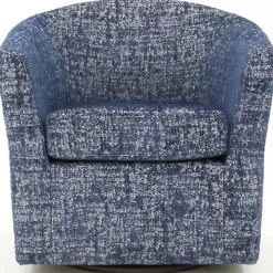 Blue Swivel Barrel Accent Chair