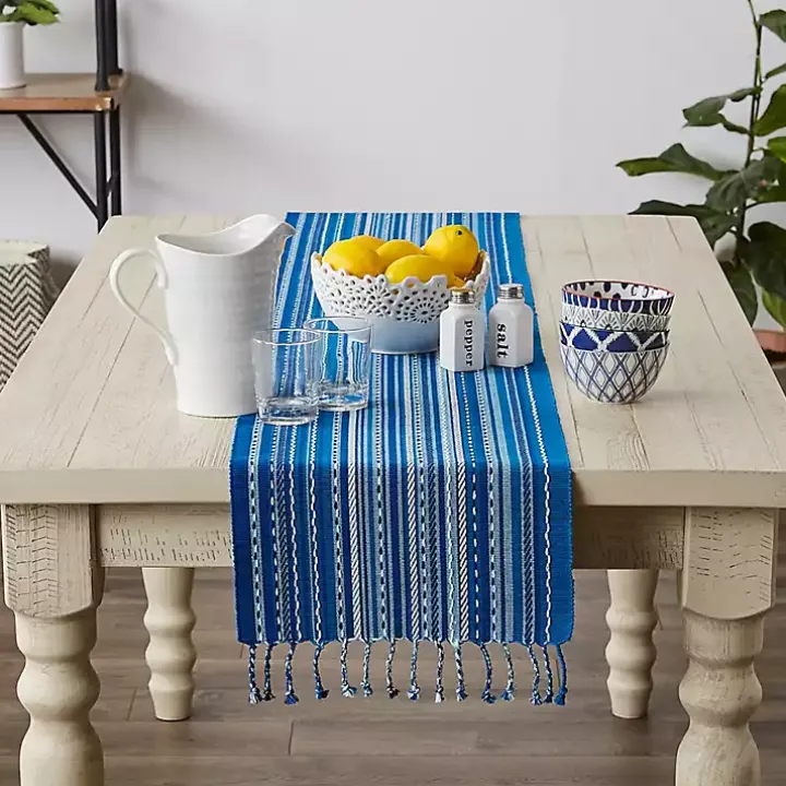 Blue Tonal Stripe Table Runner