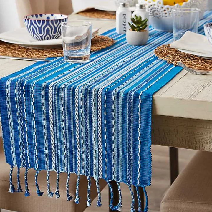 Blue Tonal Stripe Table Runner