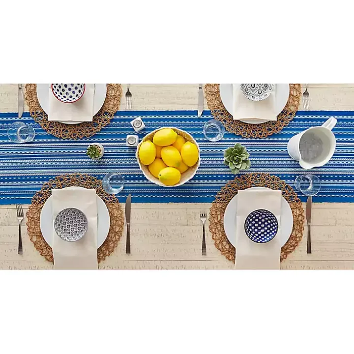 Blue Tonal Stripe Table Runner