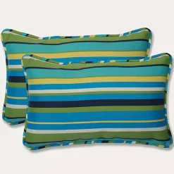 Blue Topanga Striped Outdoor Pillows, Set of 2
