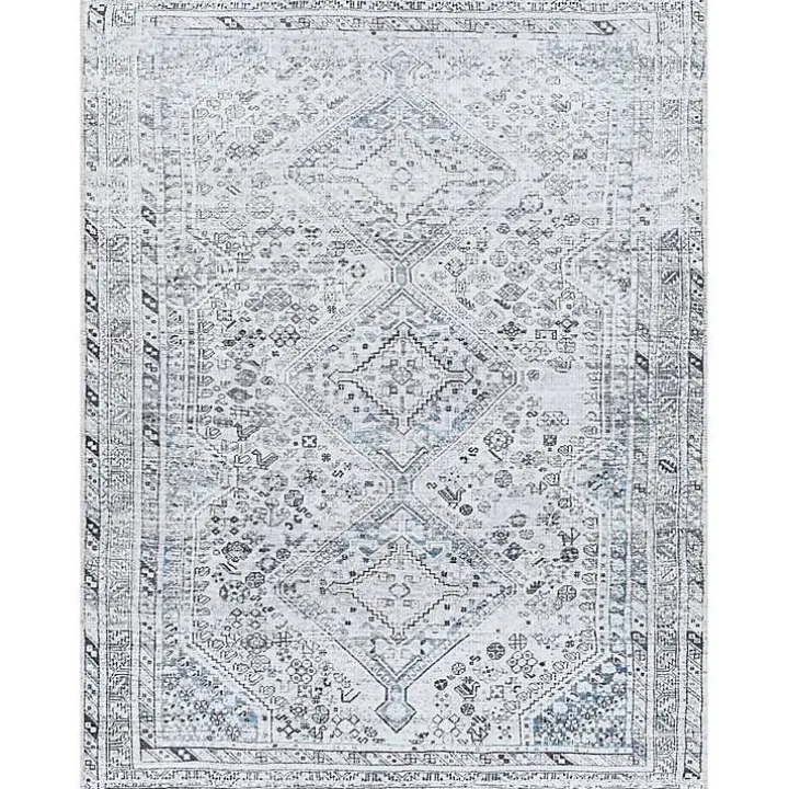 Blue Traditional Washable Area Rug, 6x9