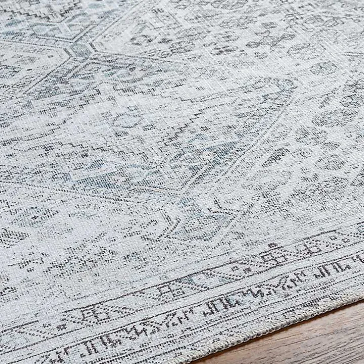 Blue Traditional Washable Area Rug, 6x9