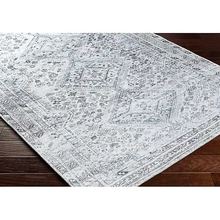 Blue Traditional Washable Area Rug, 6x9