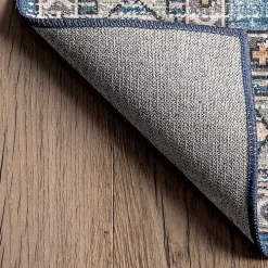 Blue Tribal Motif Washable Area Rug, 5x8