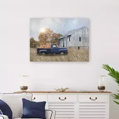 Blue Truck and Barn Canvas Art Print
