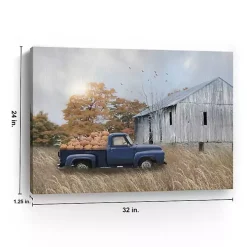 Blue Truck and Barn Canvas Art Print