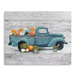 Blue Truck and Pumpkins Giclee Canvas Art Print