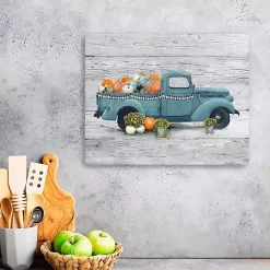 Blue Truck and Pumpkins Giclee Canvas Art Print