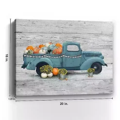 Blue Truck and Pumpkins Giclee Canvas Art Print