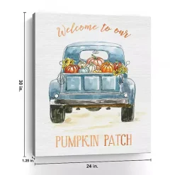 Blue Truck Pumpkin Patch Canvas Art Print