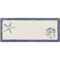 Blue Tufted Seashell Bath Runner