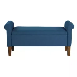 Blue Upholstered Aubrey Storage Bench