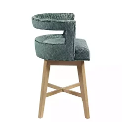 Blue Upholstered Low Back Swivel Counter Stool