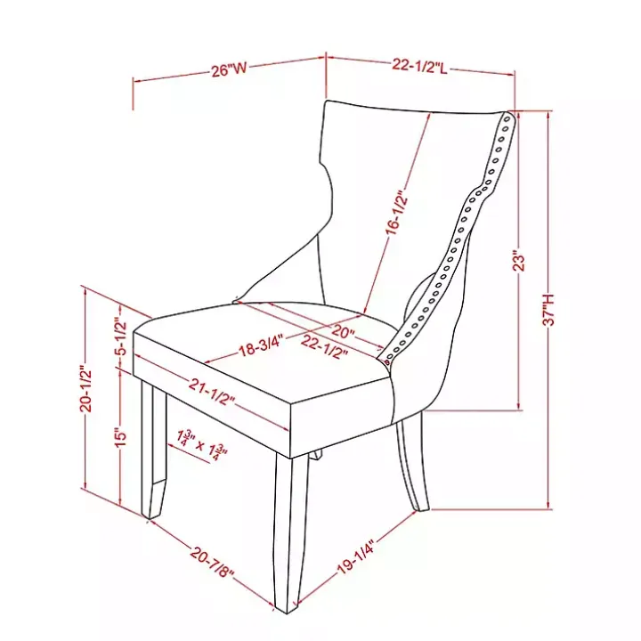 Blue Upholstered Wingback Dining Chairs, Set of 2